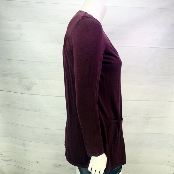 J Jill Women Cardigan Sweater V Neck Button Purple Cotton Rayon Knit Size L - Picture 8 of 14